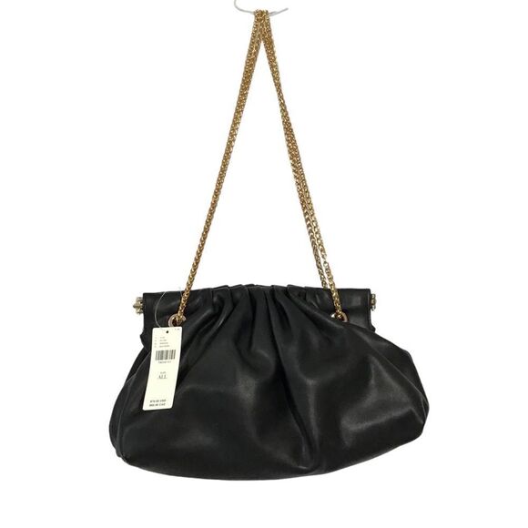 Anthropologie Black Faux Leather Convertible Handbag New - Picture 1 of 12